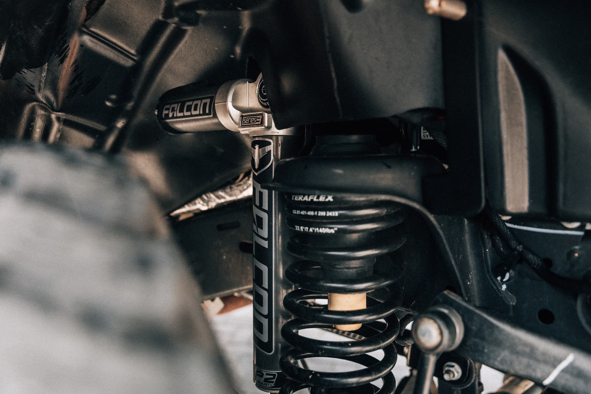 Falcon Series 3 shock and TeraFlex coil spring on The Beast